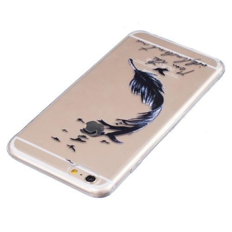 Embi gelový obal s motivem na iPhone 6 Plus a 6s Plus - pírko