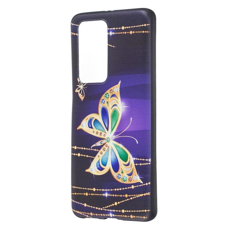 Emboss gelový obal na mobil Huawei P40 Pro - barevný motýl