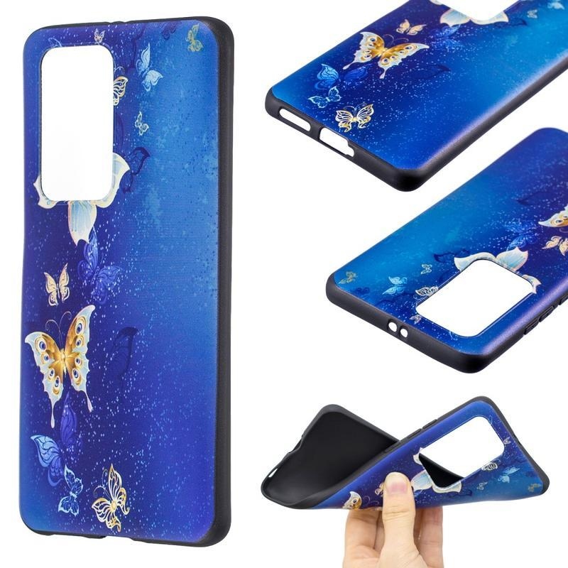 Emboss gelový obal na mobil Huawei P40 Pro - motýli