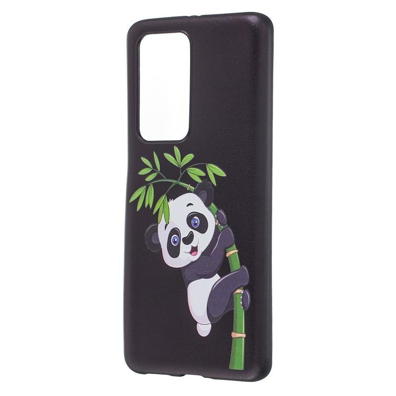 Emboss gelový obal na mobil Huawei P40 Pro - panda na bambusu