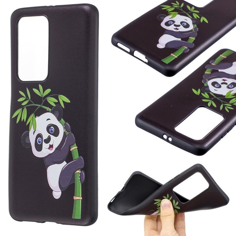Emboss gelový obal na mobil Huawei P40 Pro - panda na bambusu