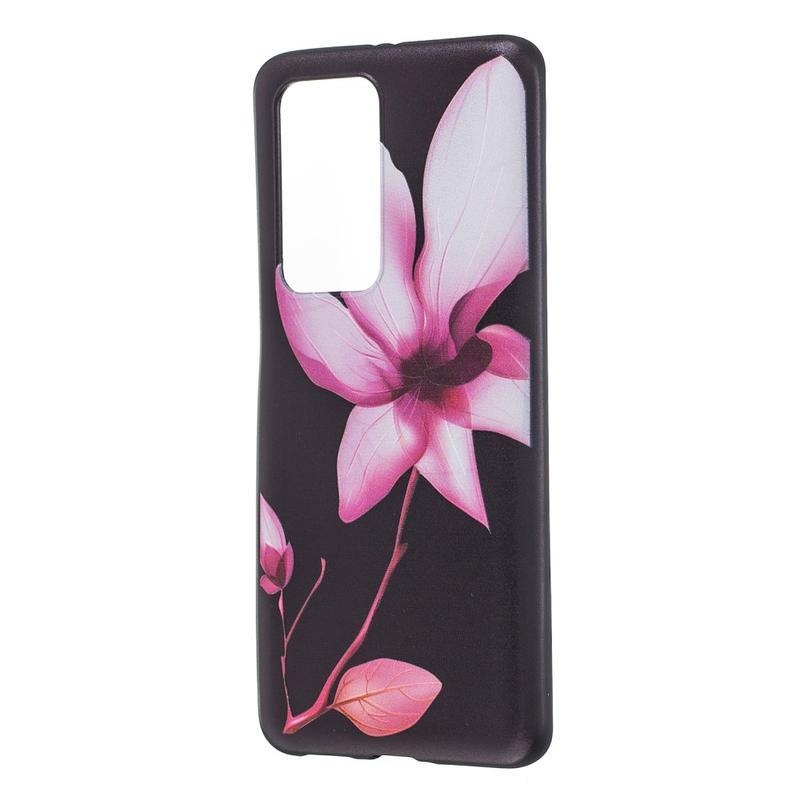 Emboss gelový obal na mobil Huawei P40 Pro - růžový květ