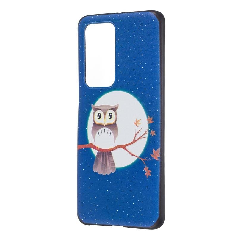 Emboss gelový obal na mobil Huawei P40 Pro - sova na větvi