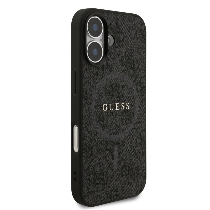 Guess PU Leather 4G Colored Ring MagSafe Zadní Kryt pro iPhone 17 Black