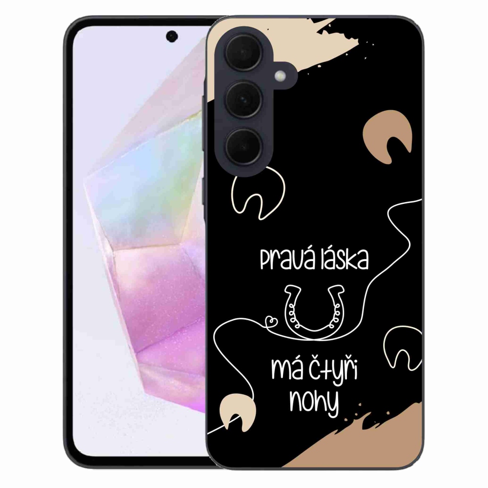 Gelový kryt mmCase na Samsung Galaxy A35 5G - koňský motiv černé pozadí