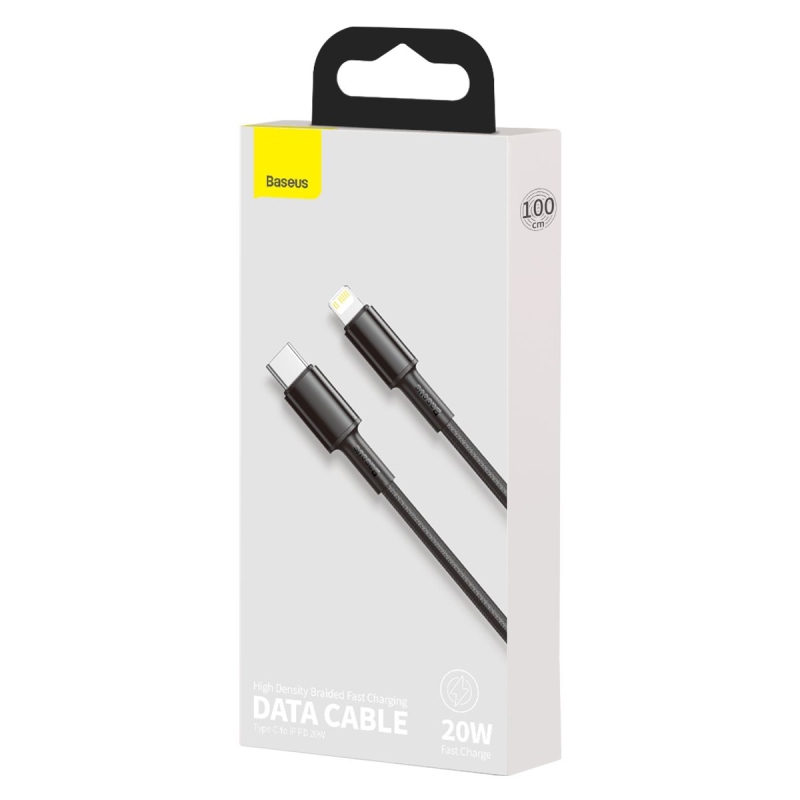 Baseus High Density Braided Series Fast Charging Datový Kabel USB-C - Lighting 20W 1m Black