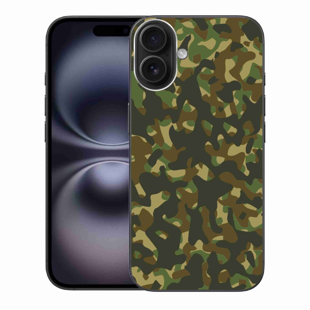 Gelový kryt mmCase na iPhone 16 Plus - maskáčový vzor 1