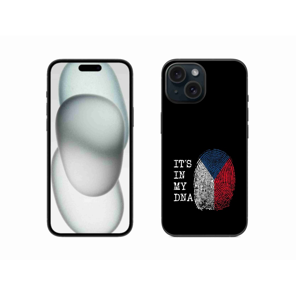 Gelový kryt mmCase na iPhone 15 - vlajka otisk prstu černé pozadí