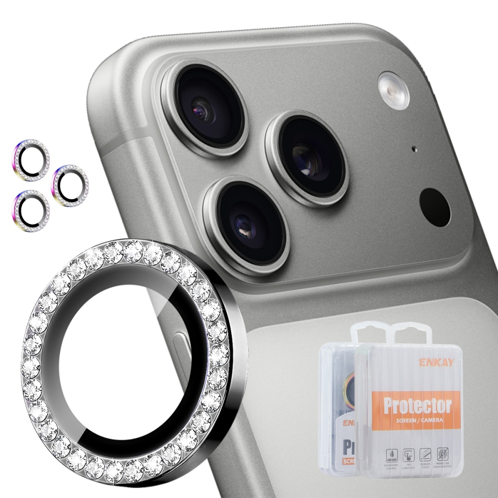 ENK Decor sklo čočky fotoaparátu na iPhone 18 Pro Max/18 Pro (samostatná skla) - černé