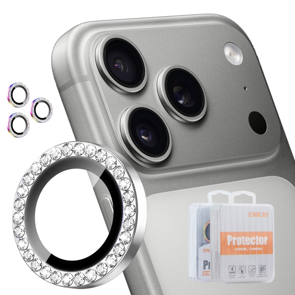 ENK Decor sklo čočky fotoaparátu na iPhone 18 Pro Max/18 Pro (samostatná skla) - stříbrné