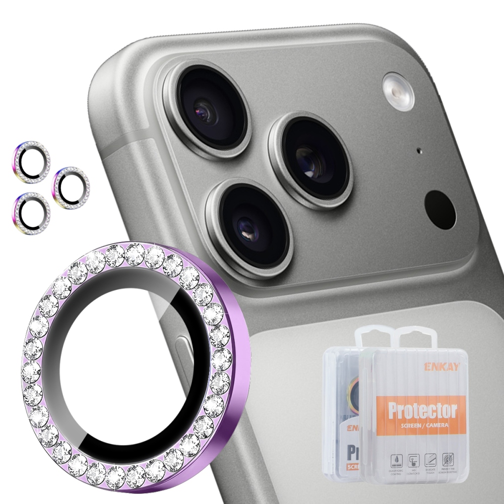 ENK Decor sklo čočky fotoaparátu na iPhone 18 Pro Max/18 Pro (samostatná skla) - světlefialové