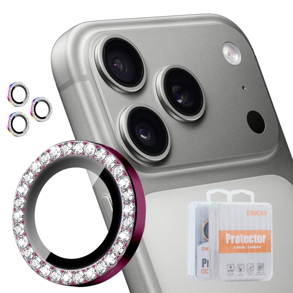 ENK Decor sklo čočky fotoaparátu na iPhone 18 Pro Max/18 Pro (samostatná skla) - vínové
