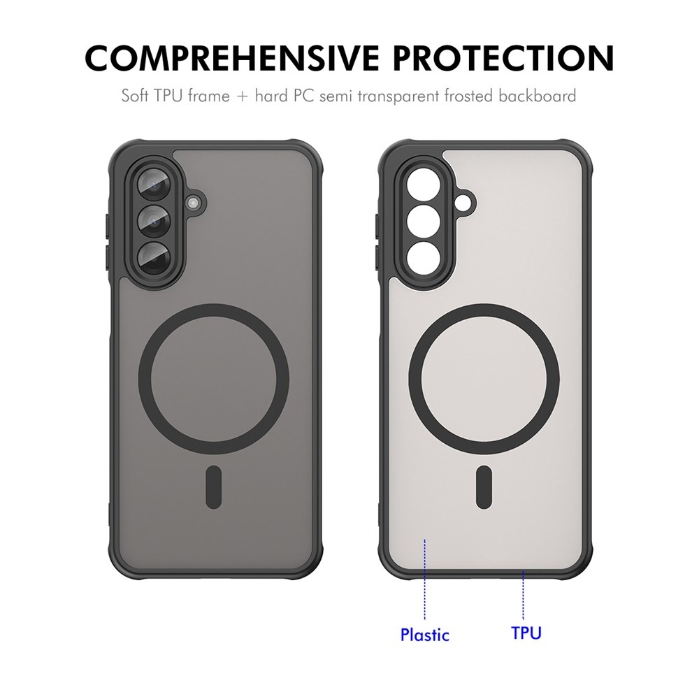 ENKAY matný gelový obal s MagSafe + 9H ochranné sklo na Samsung Galaxy A26 5G - černý