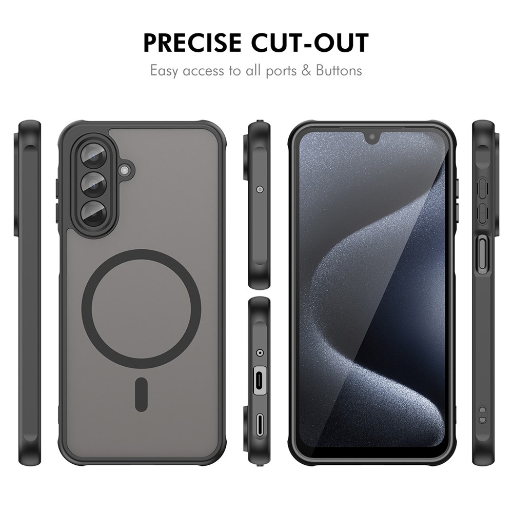 ENKAY matný gelový obal s MagSafe + 9H ochranné sklo na Samsung Galaxy A26 5G - černý