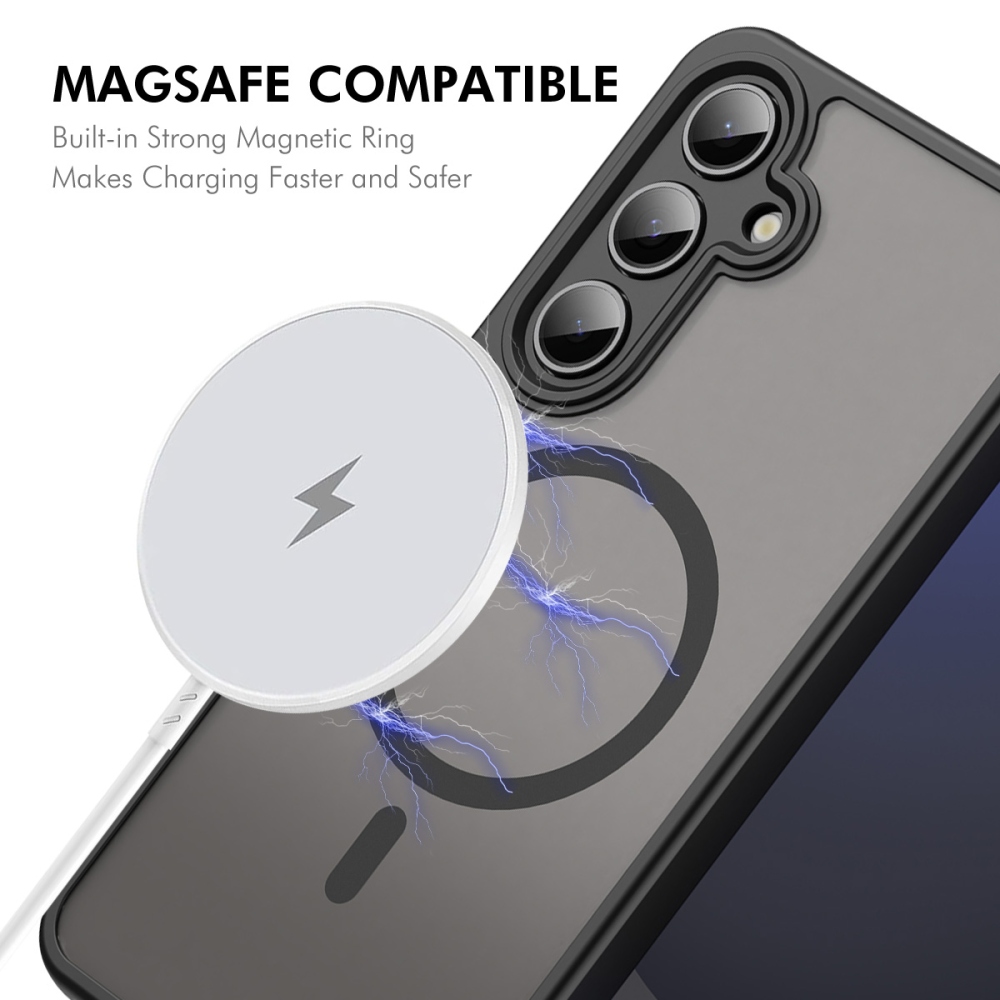 ENKAY matný gelový obal s MagSafe + 9H ochranné sklo na Samsung Galaxy A37 5G - černý