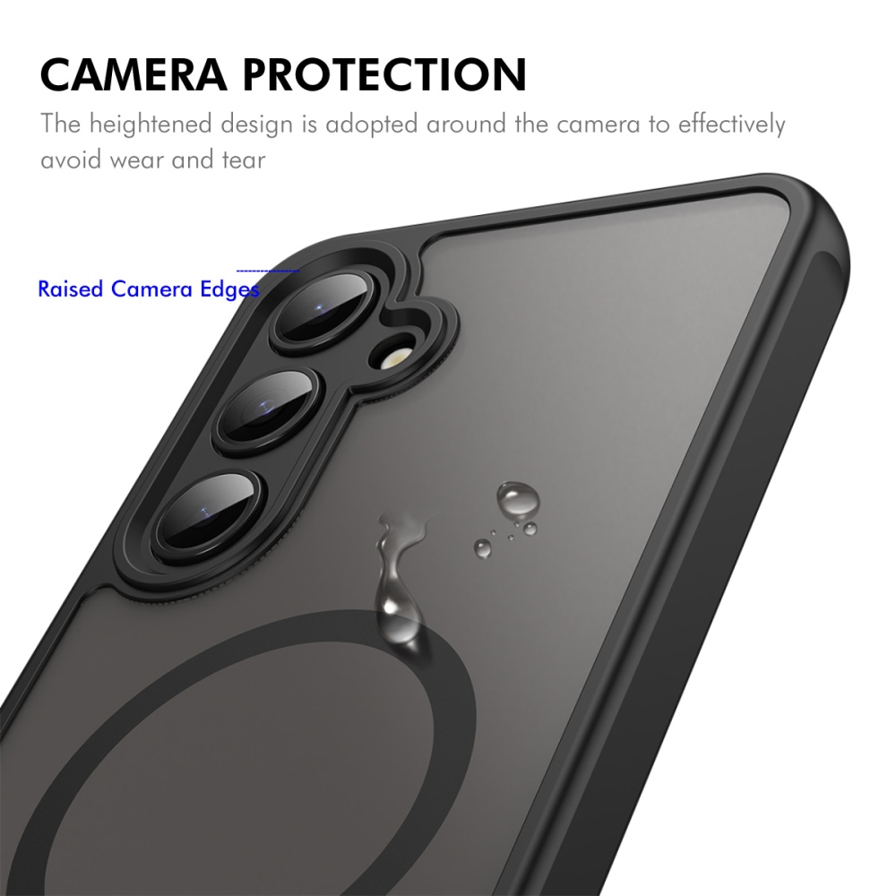 ENKAY matný gelový obal s MagSafe + 9H ochranné sklo na Samsung Galaxy A57 5G - černý