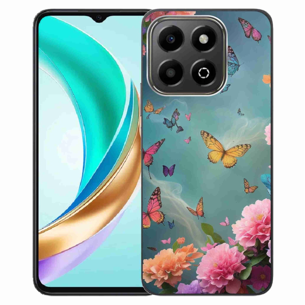 Gelový kryt mmCase na Honor X6b - barevné květy a motýli