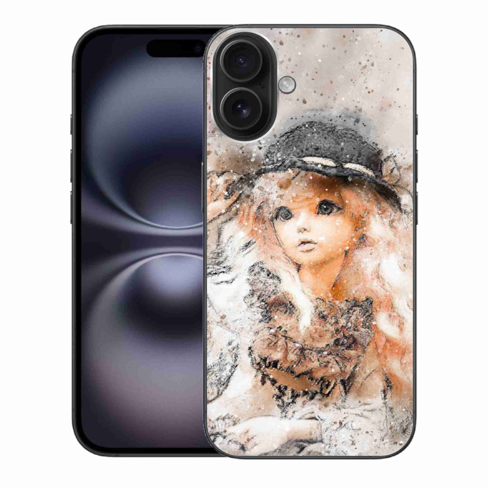Gelový kryt mmCase na iPhone 16 Plus - holčička s kloboukem