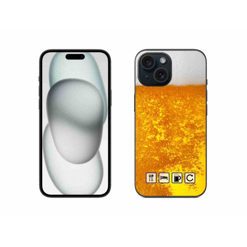 Gelový kryt mmCase na iPhone 15 - pivní motiv 3