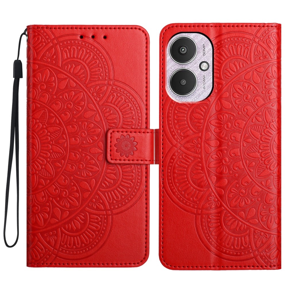 Mandala knížkové pouzdro na Xiaomi Redmi 13C 5G - červené