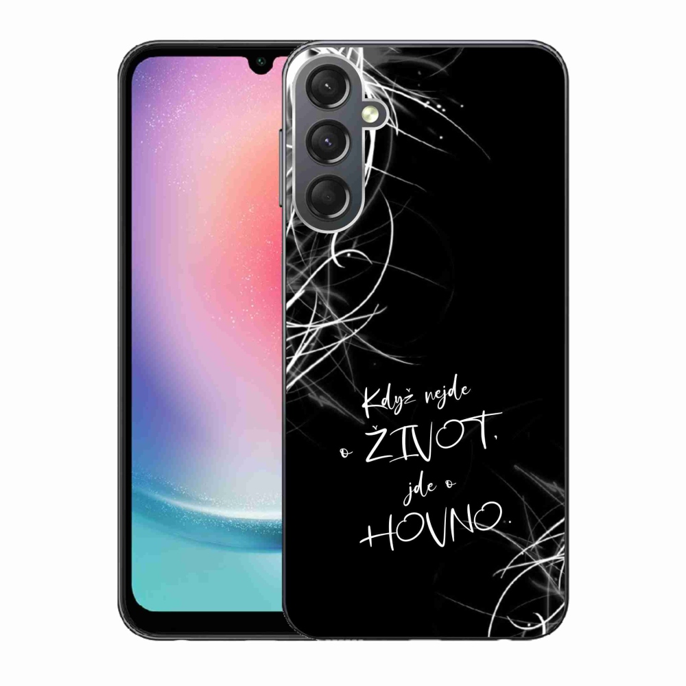 Gelový kryt mmCase na Samsung Galaxy A24 - vtipný text 16 černé pozadí