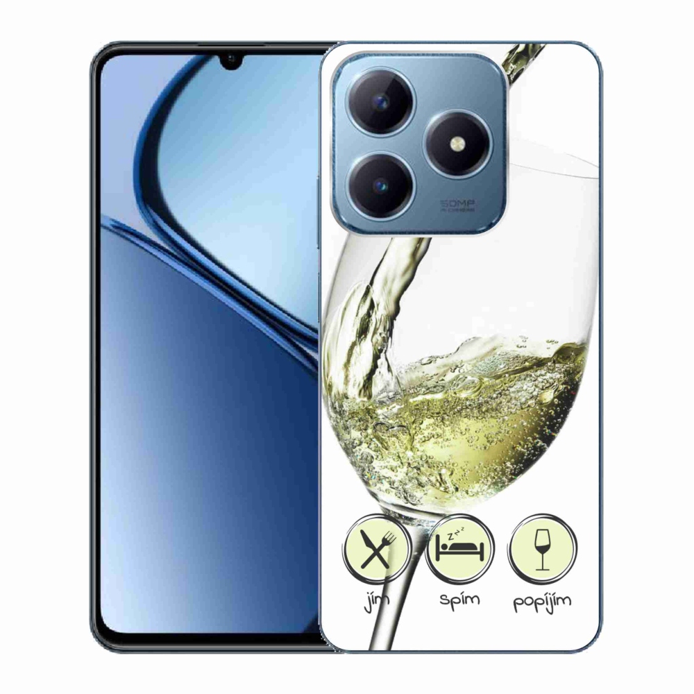 Gelový obal mmCase na Realme C63 - sklenička vína bílé