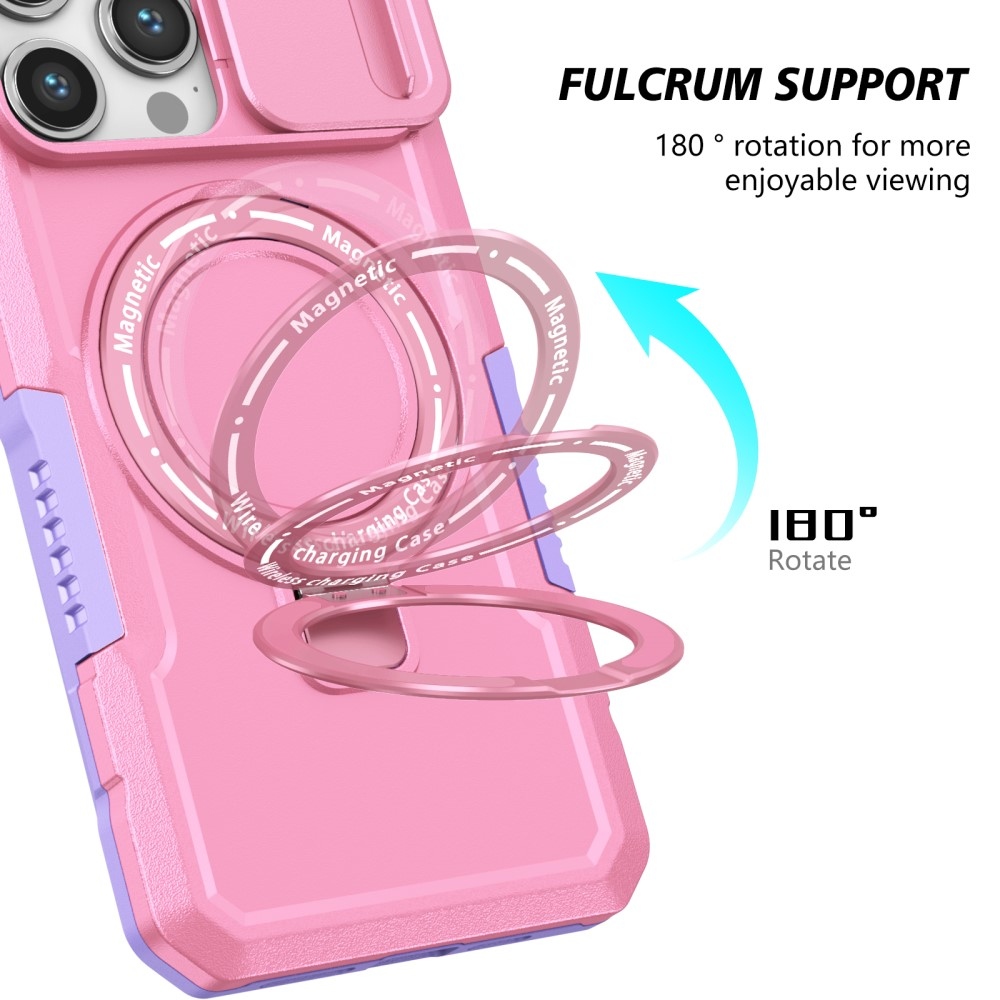 Military odolný kryt s MagSafe na iPhone 14 Pro Max - fialový/růžový