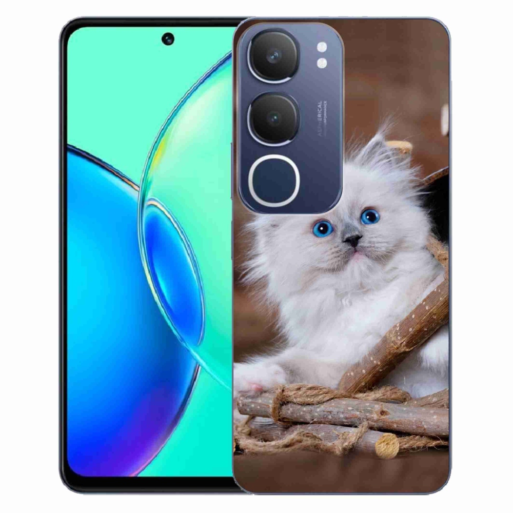 Gelový kryt mmCase na Vivo Y19s - bílé kotě