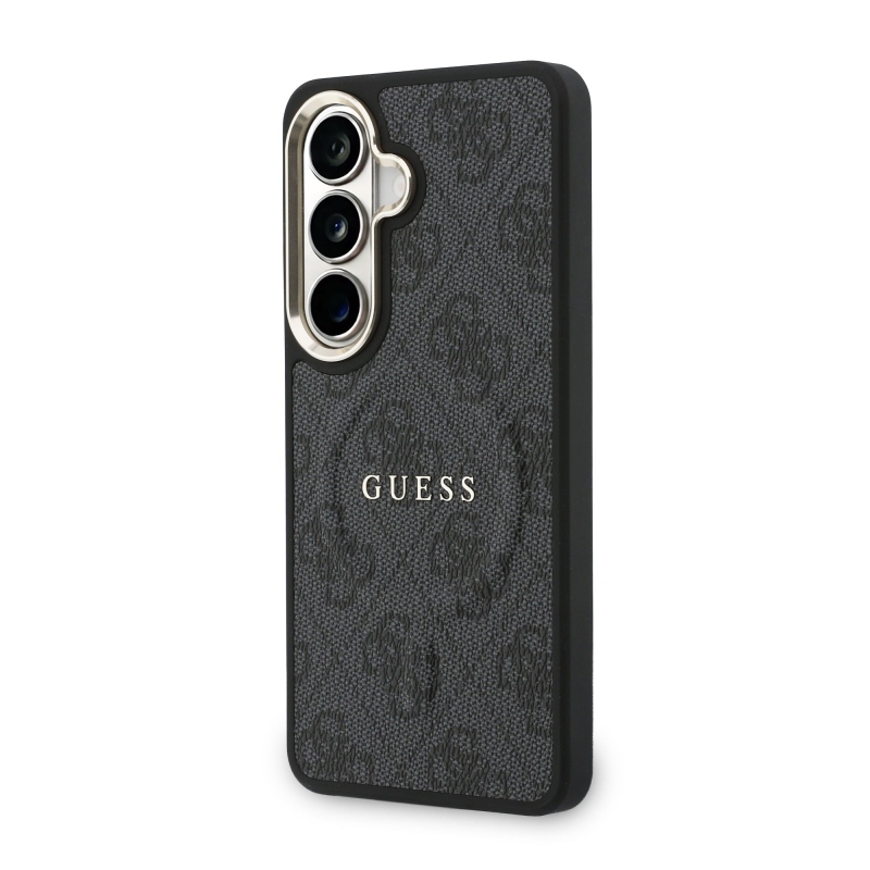 Guess PU Leather 4G Gold Frame Magnetic Zadní Kryt pro Samsung Galaxy S26+ Black