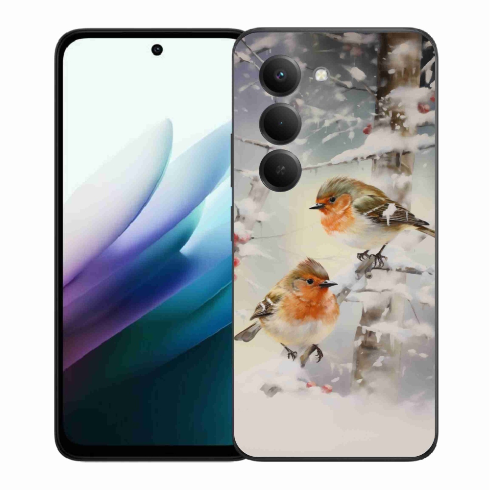 Gelový kryt mmCase na Xiaomi Redmi 15 4G/5G (171mm) - ptáčci v zimě