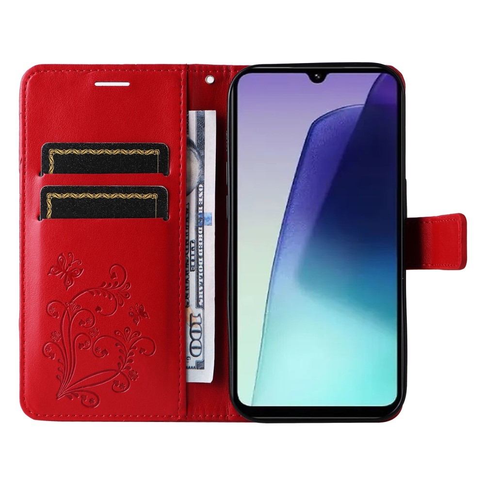 Big Butterfly knížkové pouzdro na Xiaomi Redmi 14C/Poco C75 - červené
