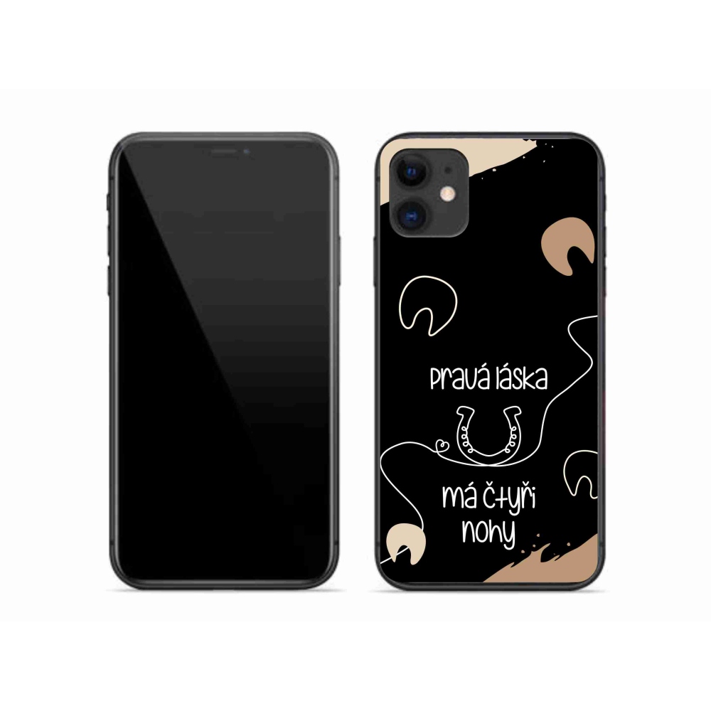 Gelový kryt mmCase na iPhone 11 - koňský motiv černé pozadí