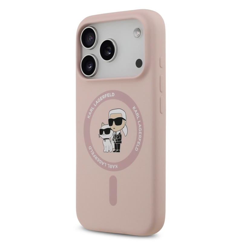 Karl Lagerfeld Liquid Silicone Karl and Choupette MagSafe Zadní Kryt pro iPhone 18 Pro Pink