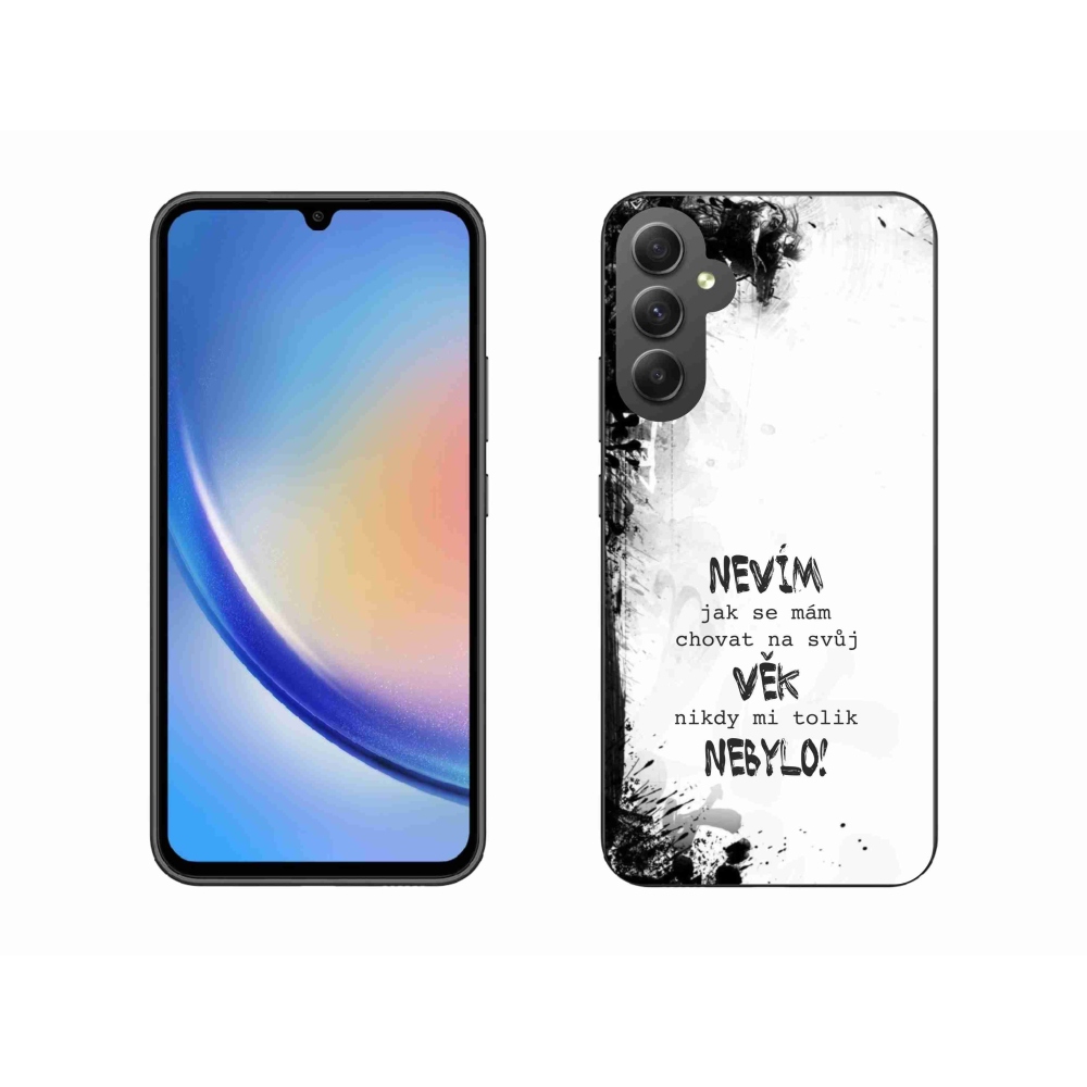 Gelový kryt mmCase na Samsung Galaxy A34 5G - vtipný text 14 bílé pozadí