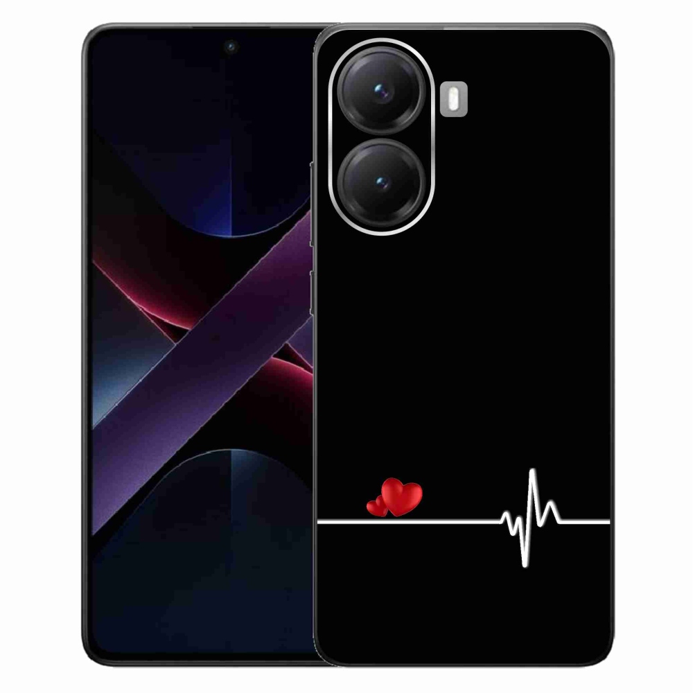 Gelový kryt mmCase na Xiaomi Poco X7 Pro 5G - srdce a tep černé pozadí