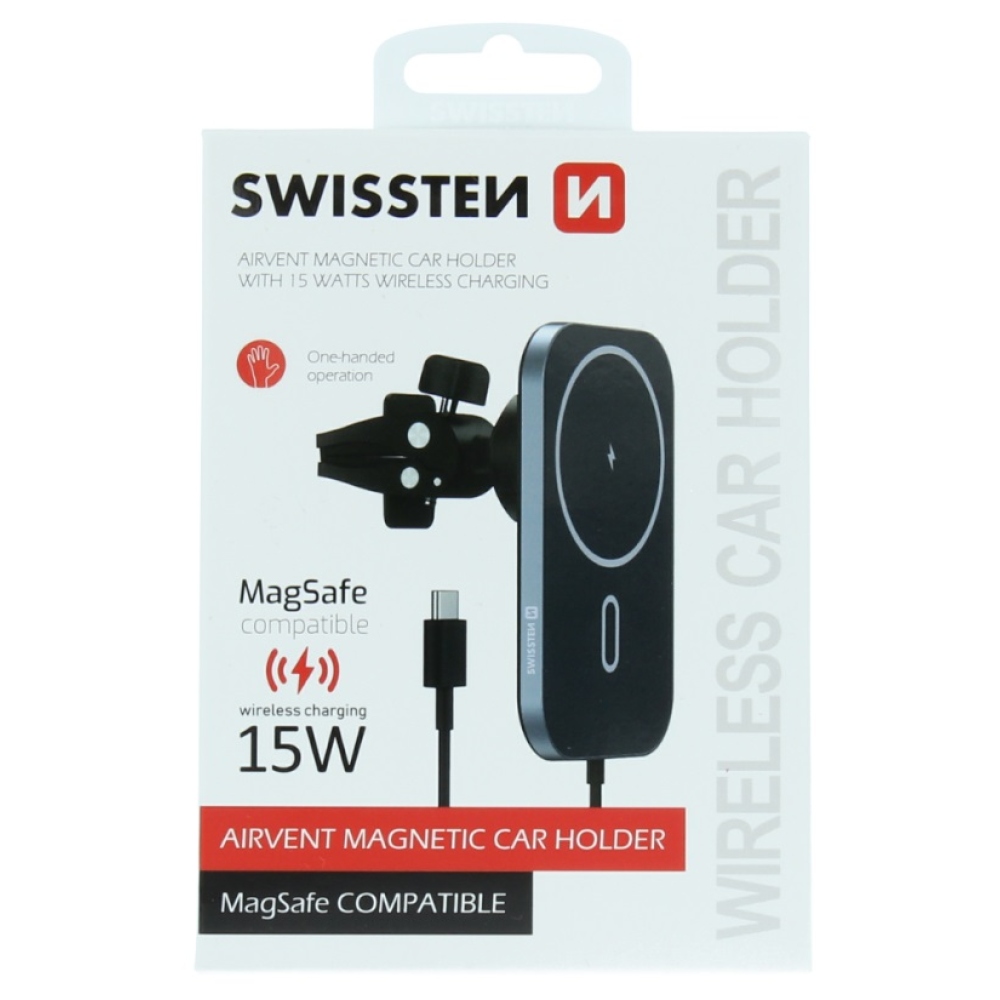 Magnetický držák Swissten do ventilátoru s bezdrátovým dobíjením 15W a s MagSafe