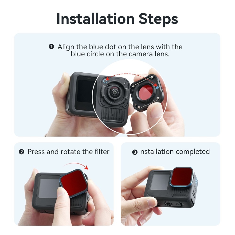 AMAGISN potápěčský filtr pro GoPro Hero 13/12/11/11 Mini/10/9 - fialový