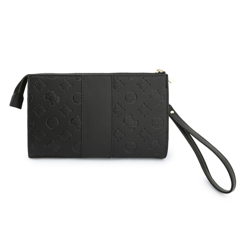 Guess PU 4G Peony Stripe Metal Logo Kabelka na Telefon Black