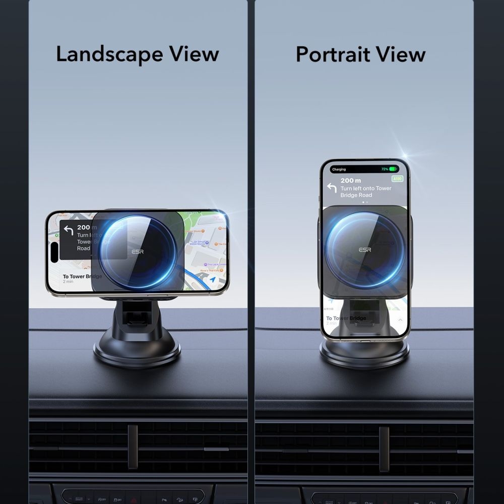 ESR HaloLock Qi2 MagSafe magnetický držák na palubní desku s bezdrátovým nabíjením 15W - černý