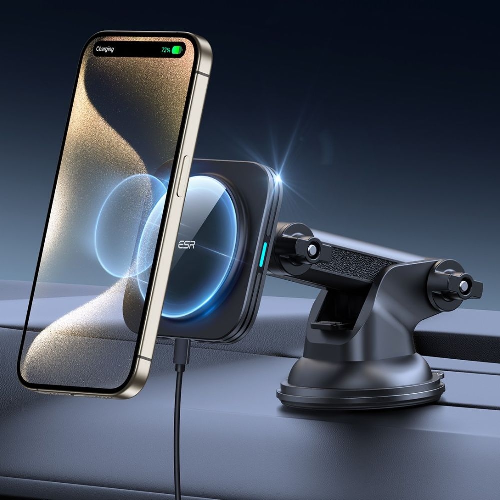 ESR HaloLock Qi2 MagSafe magnetický držák na palubní desku s bezdrátovým nabíjením 15W - černý
