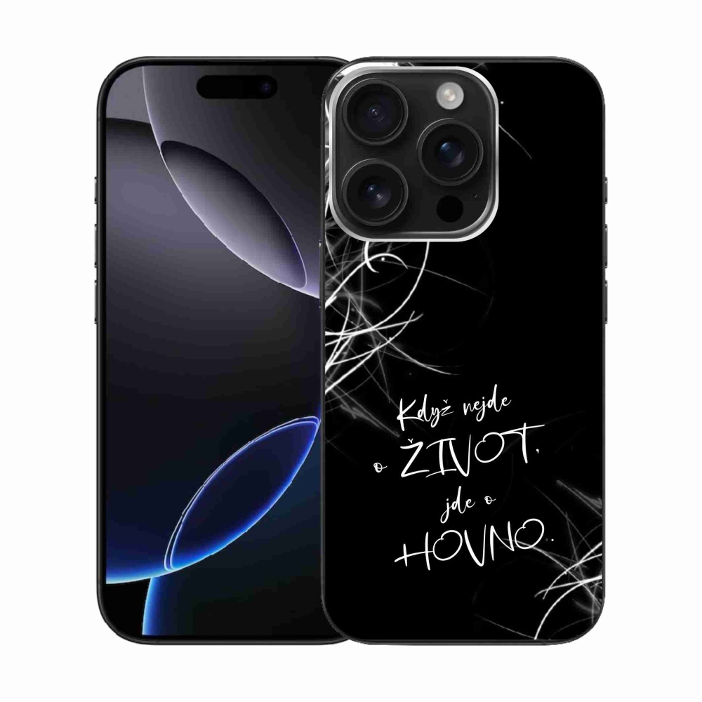 Gelový kryt mmCase na iPhone 16 Pro - vtipný text 16 černé pozadí