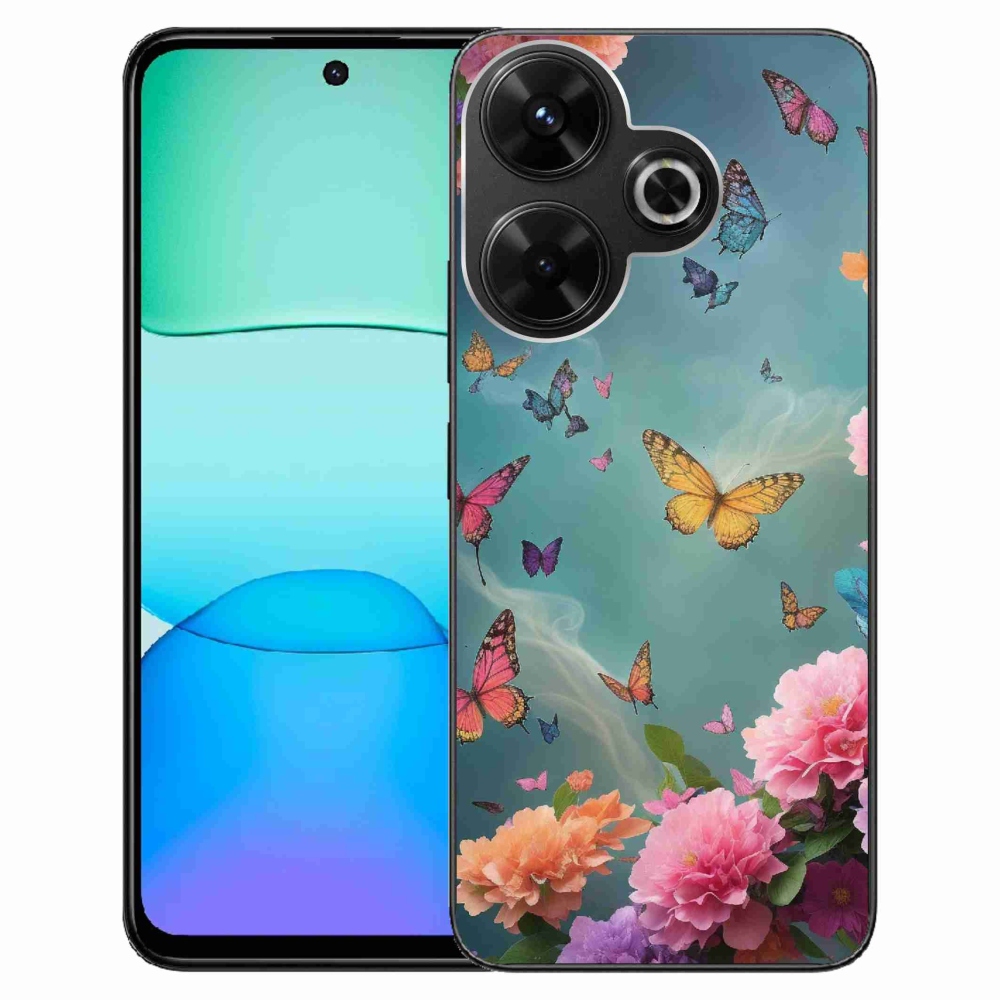 Gelový kryt mmCase na Xiaomi Redmi 13 4G/Poco M6 4G - barevné květy a motýli