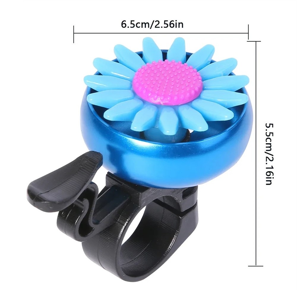 Dětský zvonek na kolo s motivem květiny - modrý