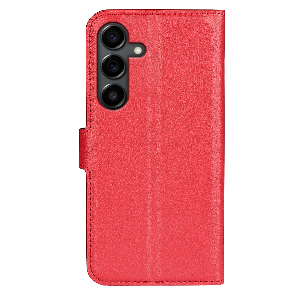 Litchi knížkové pouzdro na Samsung Galaxy S25 FE - červené
