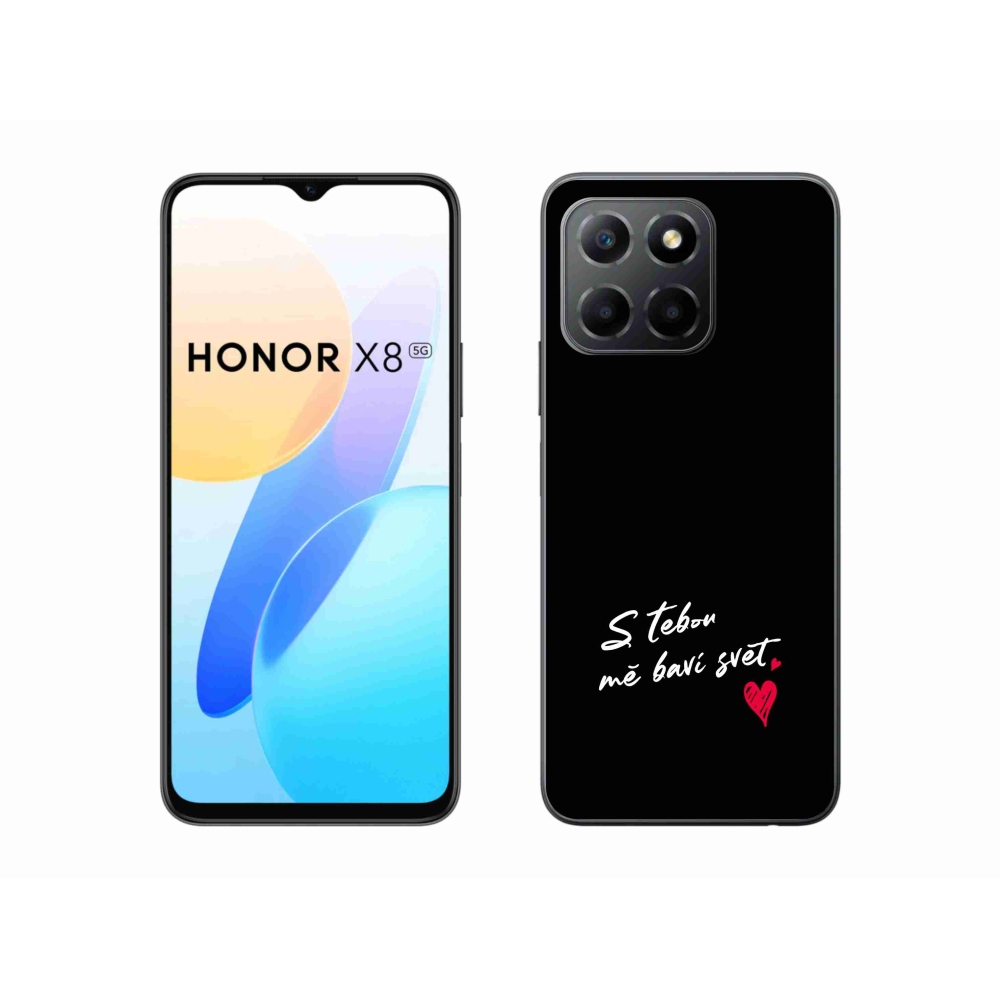 Gelový kryt mmCase na Honor X8 5G/Honor 70 Lite 5G - zamilovaný text 1 černé pozadí