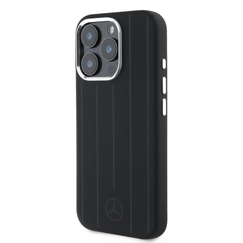 Mercedes Liquid Silicon Stripes Pattern MagSafe Zadní Kryt pro iPhone 16 Pro Black 