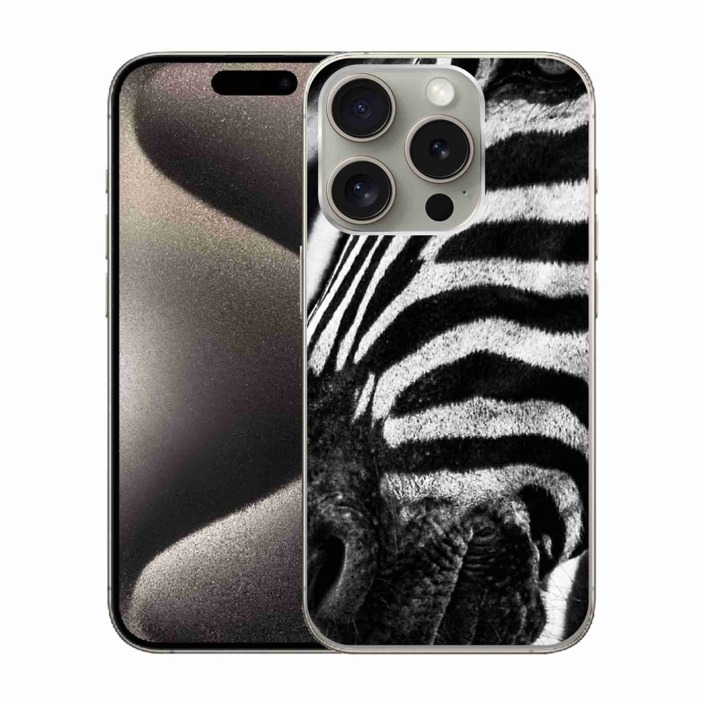 Gelový kryt mmCase na iPhone 15 Pro - zebra