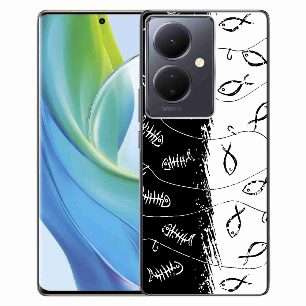 Gelový kryt mmCase na Vivo V29 Lite 5G - kostry a rybky