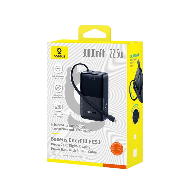 Baseus EnerFill FC51 Bipow 2 Pro 22.5W Powerbanka 30000mAh Cosmic Black