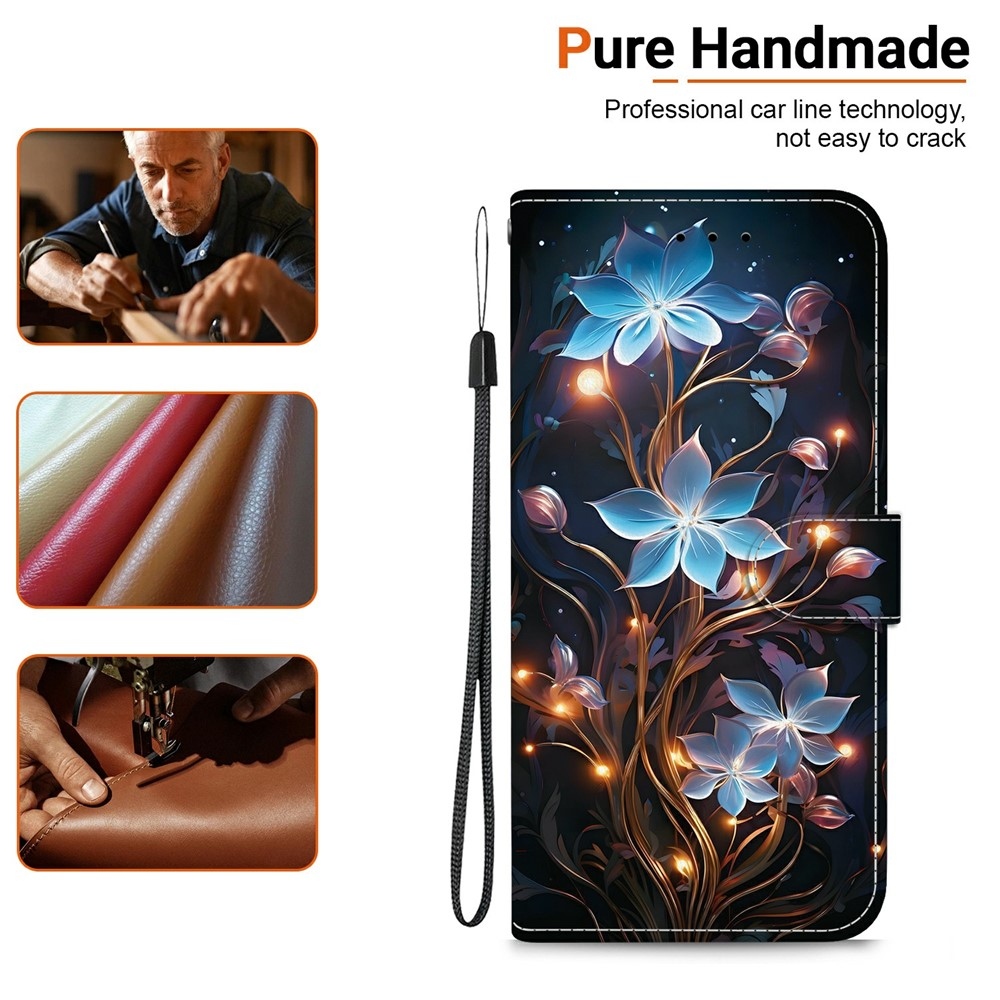 Versatile knížkové pouzdro na Xiaomi Redmi 15 4G (171mm) - modré květy